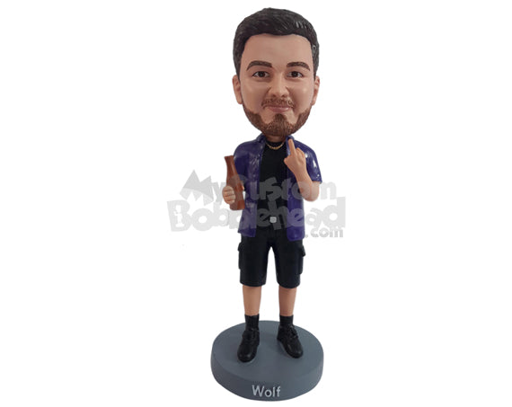 Custom Bobblehead Naughty dude giving his finger wearing nice clothe holding a beer - Leisure & Casual Casual Males Personalized Bobblehead & Action Figure Custom Bobblehead Naughty dude giving his finger wearing nice clothe holding a beer - Leisure & Casual Casual Males Personalized Bobblehead & Action Figure